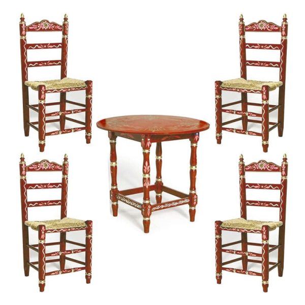 conjunto de mesa y cuatro sillas de estilo sevillano